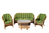 Комплект плетених меблів із натурального ротанга софа, 2 крісла та столик