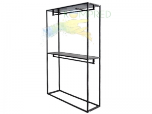 Стійка для одягу з полицями ЛДСП 1400х400х2200 мм конструкція розбірна чорний Kompred OL843