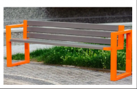 Лавка  садово-паркова зі спинкою CITY U 2000х500х900 Kompred OL705/2 Помаранчева