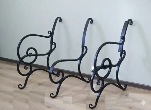 Комплект кованих боковин до лавки Марія зі спинкою без підлокітників тр20х20  200х650х900мм  чорний Kompred OL891