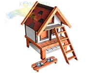 Будиночок для котів дерев'яний Затишок 600х600х1000мм Kompred OL913